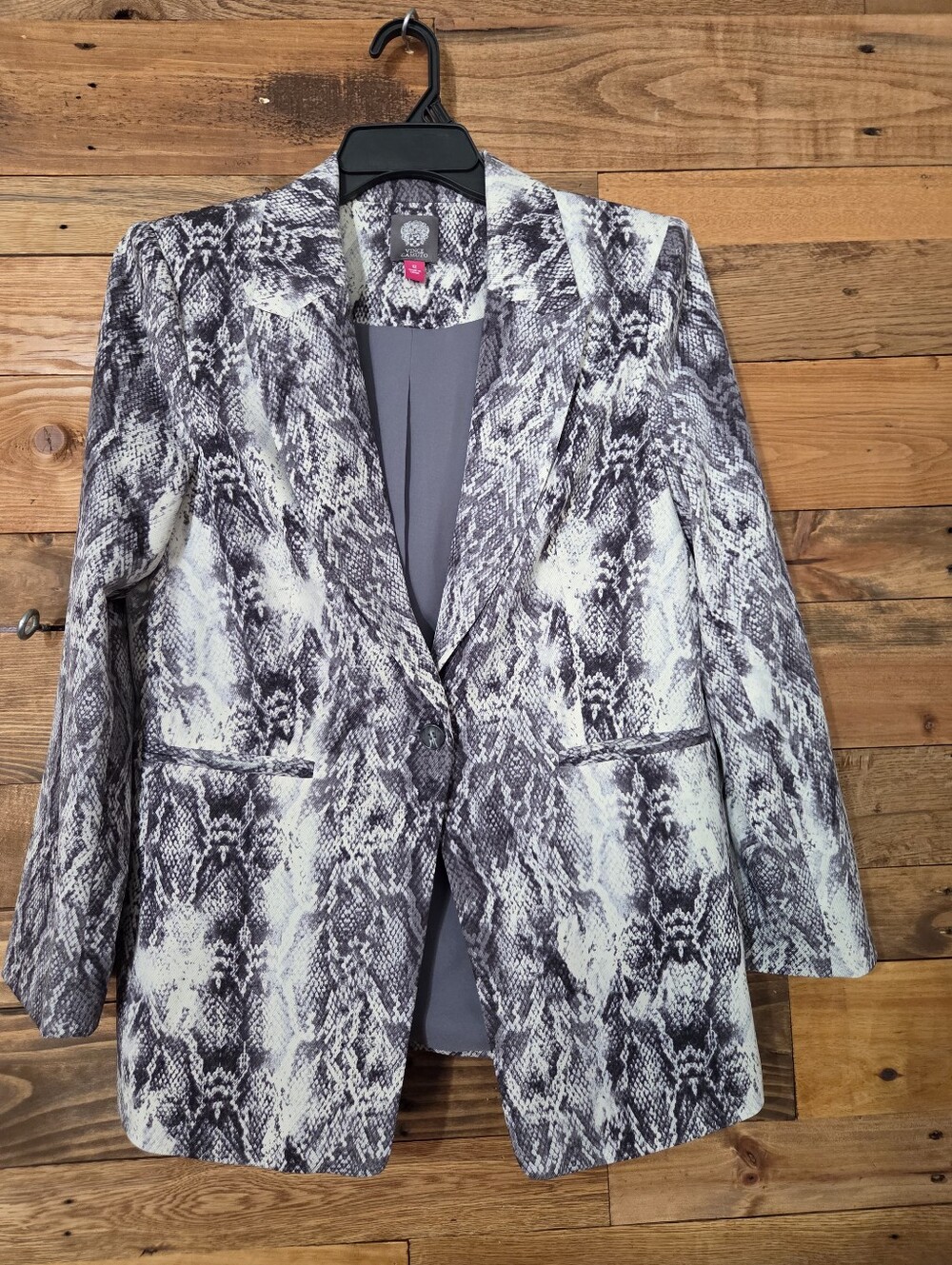 Vince Camuto Snakeskin Print Blazer Sz 12 Unstructured  Tailored Jacket Notched